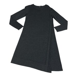 Eileen Fisher Dress Women's Small Gray Merino Wool Asymmetrical Hem Long Sleeve